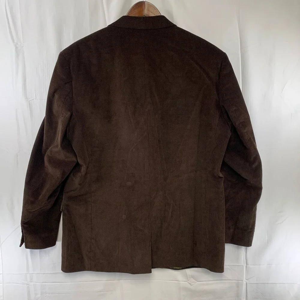Chaps Corduroy Blazer Mens 44R Brown Paisley Lined 2-Button Sport Coat‎